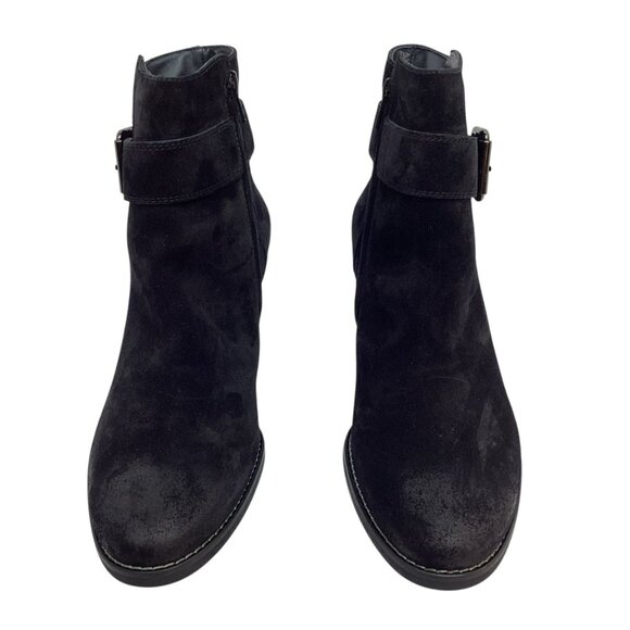 Paul Green Jano Moto Biker Womens 7.5 Suede Leather Ankle Boots Black - Picture 2 of 14